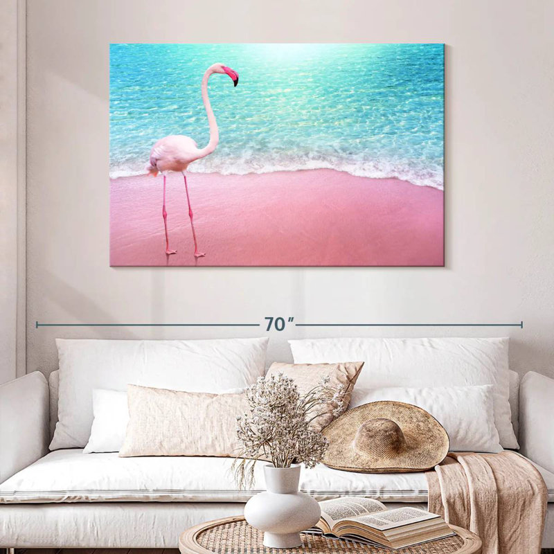 Flamant rose plage Brampt, H 32 po x l 48 po