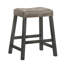 Ensemble de tabouret de bar rustique sans dossier rustique de 2 à 25 pouces avec siège en cuir brun, finition vieillie et structure robuste - Siège à hauteur de comptoir compact pour la cuisine et le bar