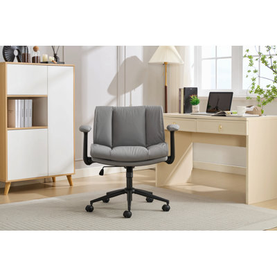 Avec accoudoirs rabattables en cuir, chaise de bureau à roulettes croisées, fauteuil pivotant confortable avec siège large pour le bureau personnel, meuble-lavabo, chaise de bureau ergonomique réglable