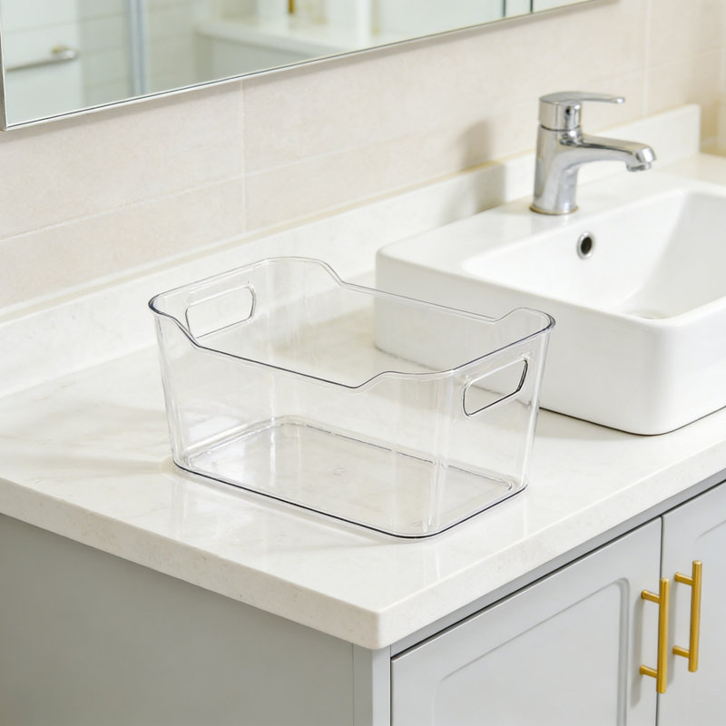Bacs de rangement en plastique transparent, 12 organisateurs de garde-manger, grands bacs transparents avec poignée pour armoire de congélateur de cuisine