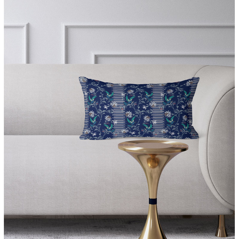 Coussin décoratif Songbird Flora Parade, Blanc / Bleu