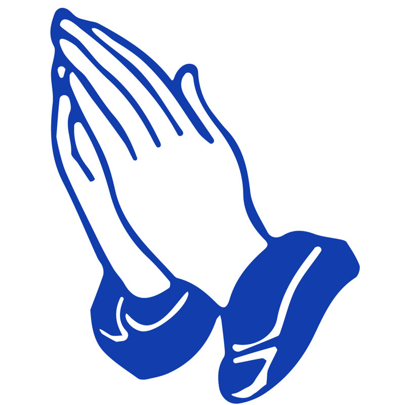 Décalcomanie murale prayer mains, H 24 po x l 19 po x P 0,01 po, Bleu foncé