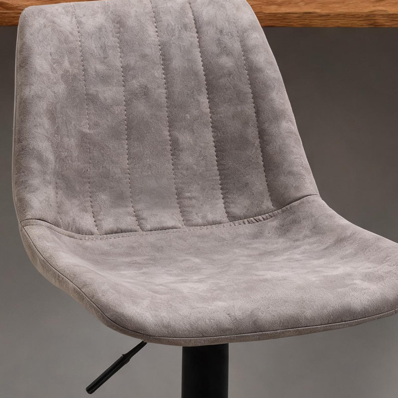 Two-Pack Of Gray Upholstered Height-Adjustable Bar Stools, Featuring A Swivel Design, Backrest, And Footrest; Suitable For Dining, Kitchen, Home, And Small Bar Use.