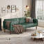 Canapé-lit de futon convertible avec causeuse moderne en cuir de polyuréthane de 75 pouces avec dossier réglable et poches latérales, canapé-lit pliant peu encombrant pour salon, appartement de chambre à coucher, vert-133691067