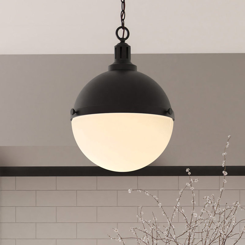 Luminaire suspendu sphère 2 lumières Valia, Noir mat