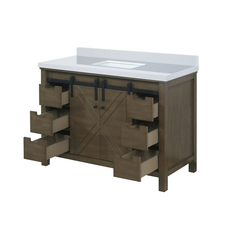 Marsyas 48 in W x 22 in D Bath Vanity with Countertop, Ash Gray, White Cultured Marble