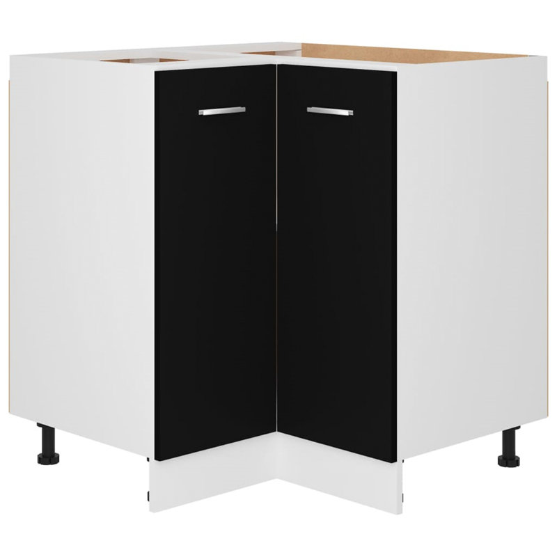Corner Bottom Cabinet 75.5X75.5X80.5 Cm, Black