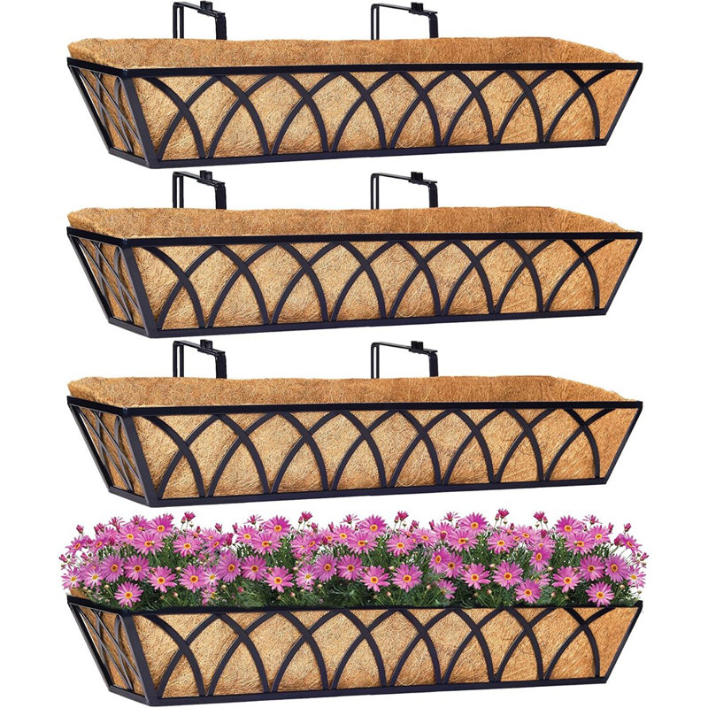 30 Inch Window Deck With Coco Liner Set Of 4, 30" Window Boxes H...