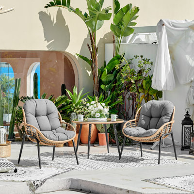 Richvale Round 2 - Person 55cm Long Bistro Set with Cushions