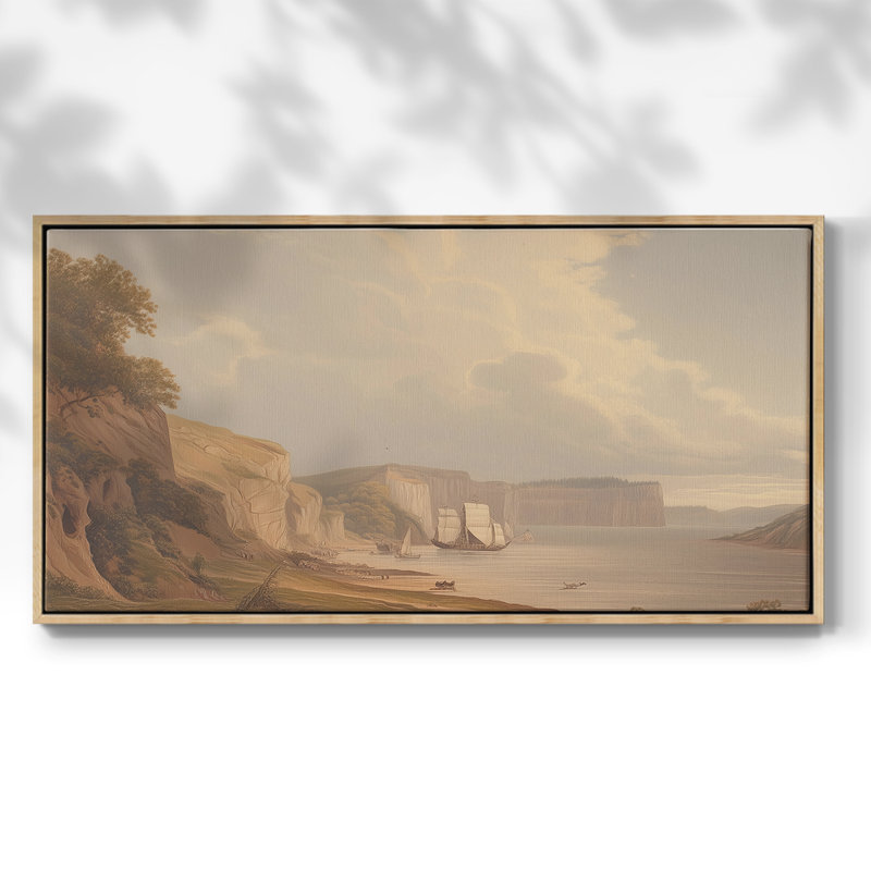 Série nautique-Cxxiii - Toile tendue avec châssis encadré - Prêt à être accroché, H 17 po x l 33 po, Naturel