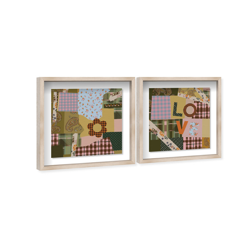 Retro Scarf Set Set by Oliver Gal, 63"H x 63"W, Natural Oak Shadowbox