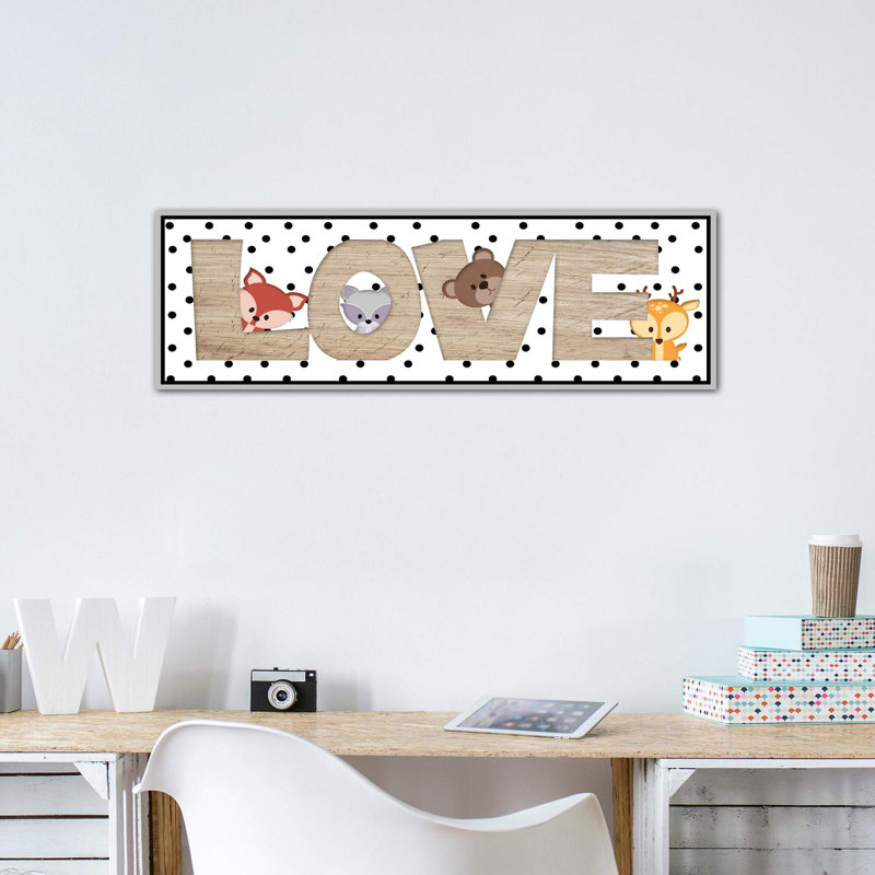 Art love, H 12 po x l 36 po x 1,5 po, Toile avec cadre argenté