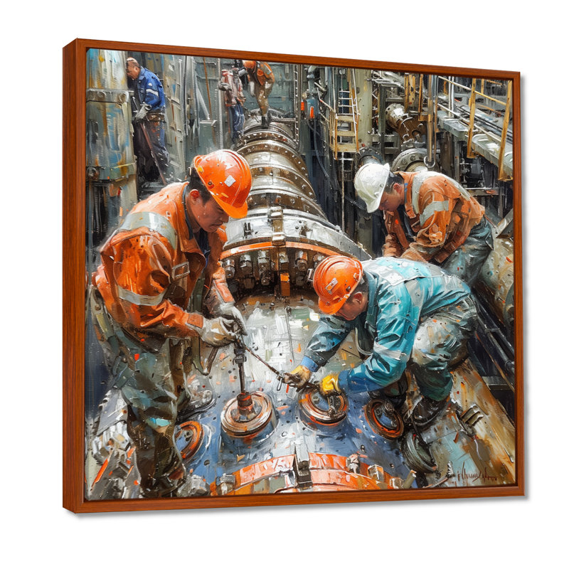 Décorations murales grises et grises grises orange, H 30 po x l 30 po x P 1 po, Toile avec cadre flottant brun