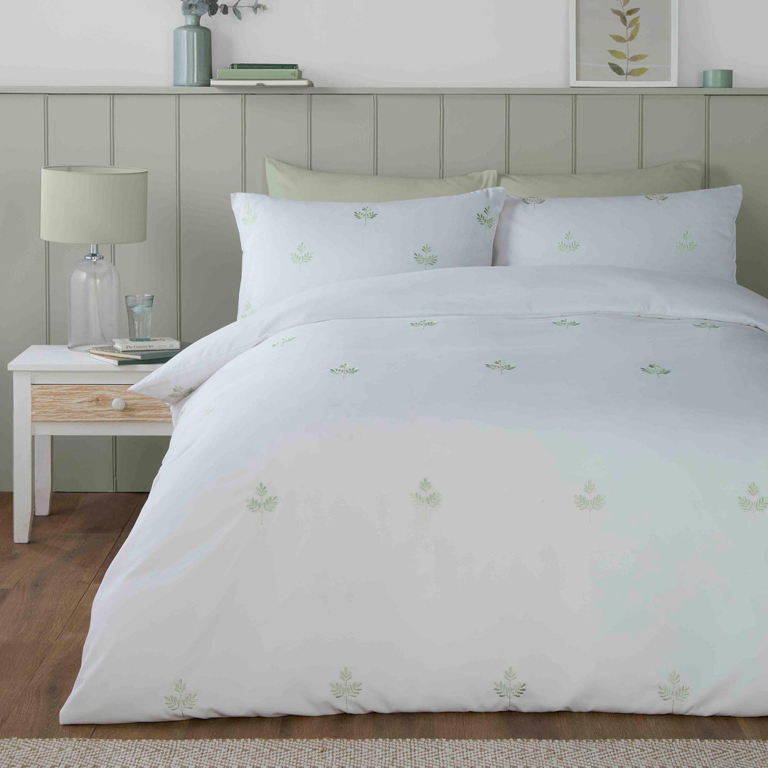 Serene Green Emily Embroidery Duvet Cover Set - Image 2
