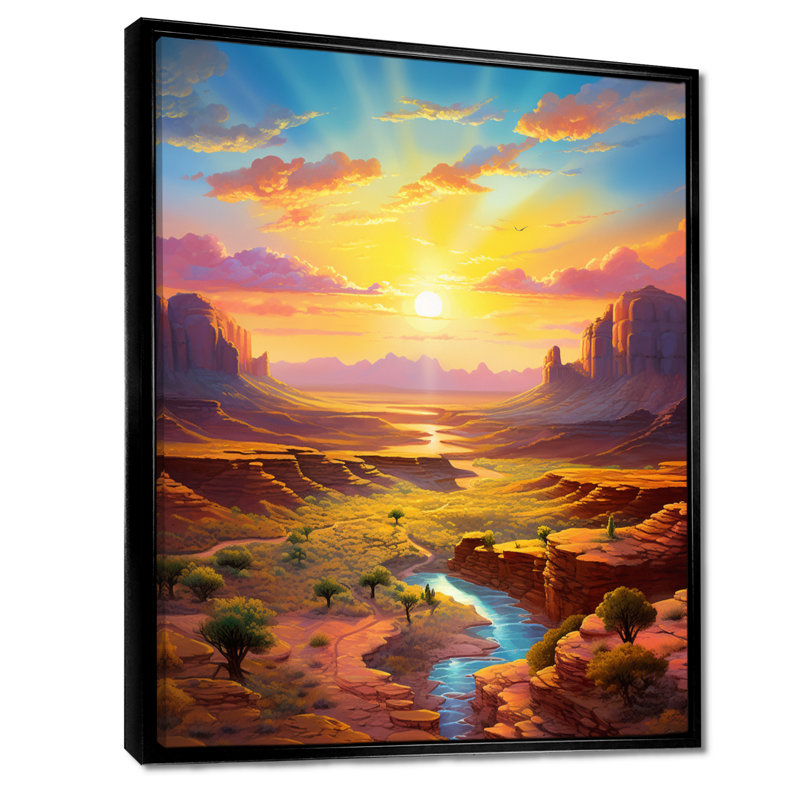 Margette - art mural Canyon, H 32 po x l 24 po x P 1 po, Toile avec cadre flottant noir