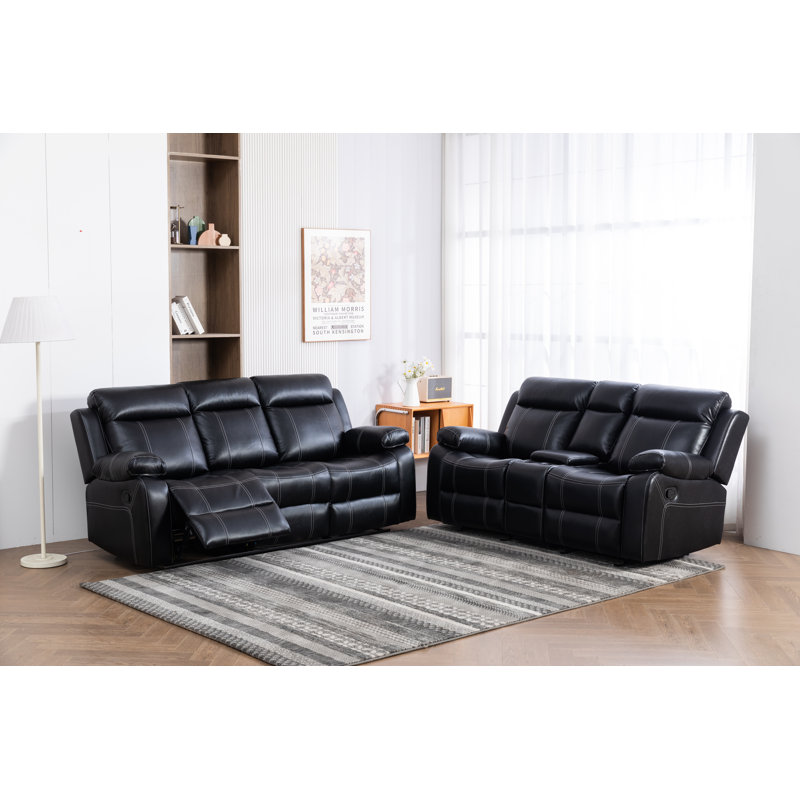 Ensemble de salon inclinable 2 pièces Brantwood, Similicuir noir