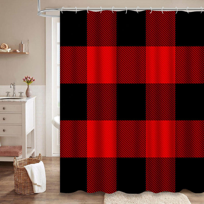 Rideau de douche écossais avec 12 crochets Lumberjack, L 72 po x l 72 po