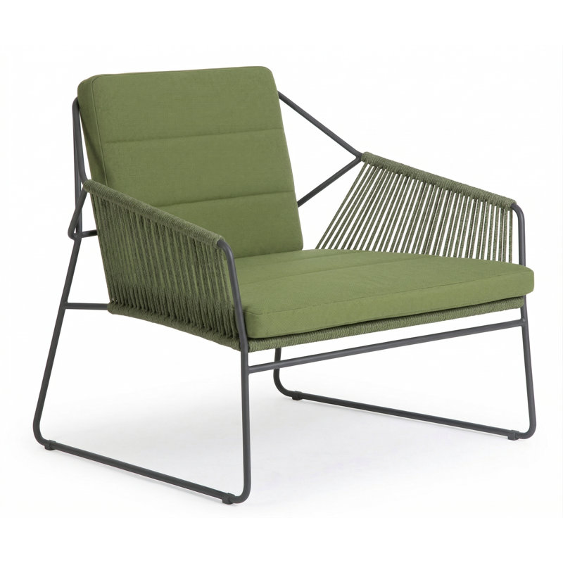 Sandur Patio Chair with Cushions, Green Rope/Anthracite Frame, Canvas Lichen