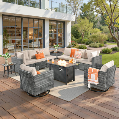 Aliva 8-Person Wicker Seating Group with Water-Resistant Cushions