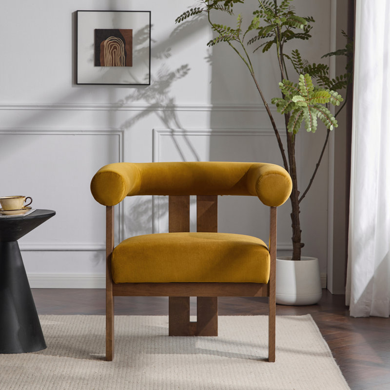 Chaise d'appoint moderne rembourrée avec accoudoirs ronds