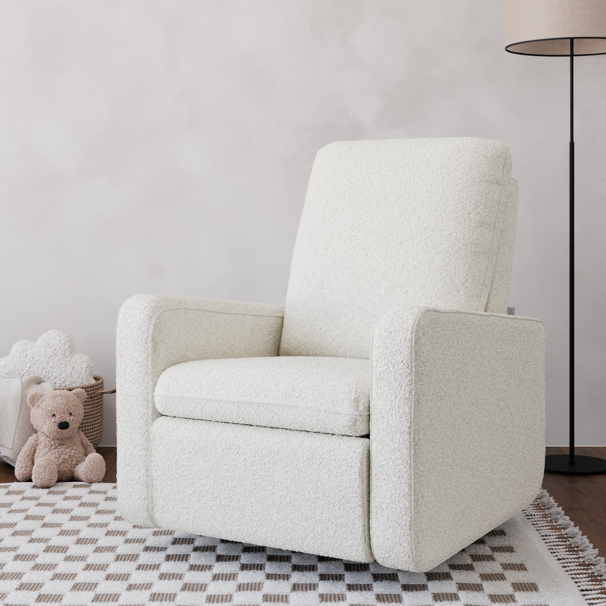 Teddi Swivel Nursery Chair, Ivory Boucle
