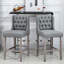 Ensemble de 2 tabourets de bar à hauteur de comptoir 26,25 po, capitonnés et sans accoudoirs avec pieds en bois d'hévéa, gris