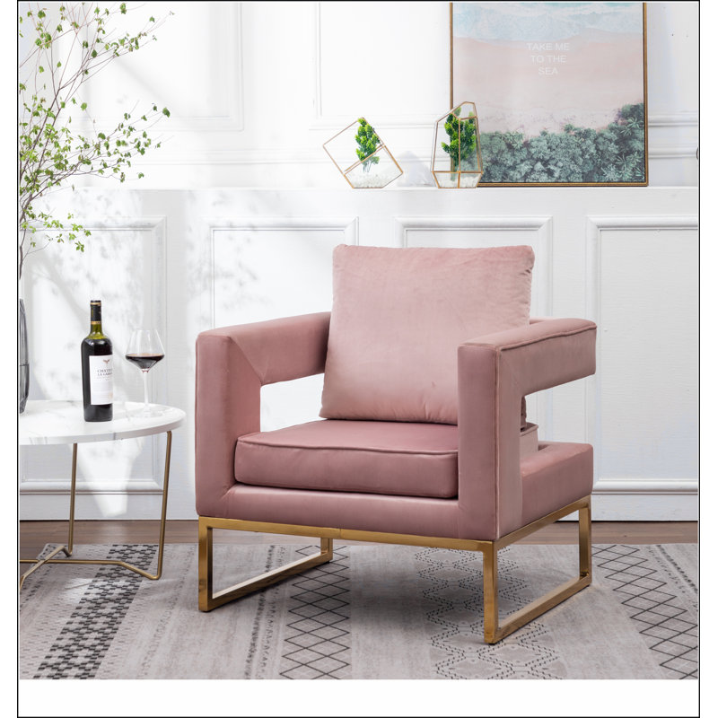 Chaise avec accoudoirs rembourrée Lenola, rose, Rose