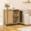 Armoire d'appoint 32 "à noyau en bois massif - rotin 100% naturel tissé à la main - café et buffet Boho