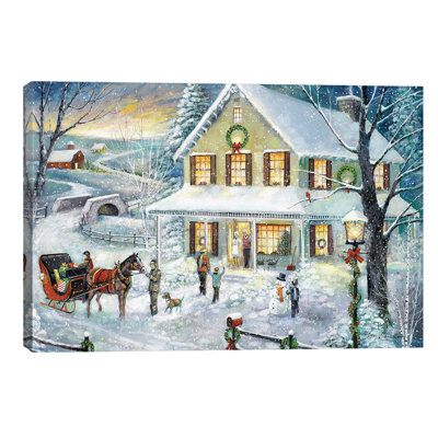 Christmas Visit 1 Piece Wrapped Canvas Painting