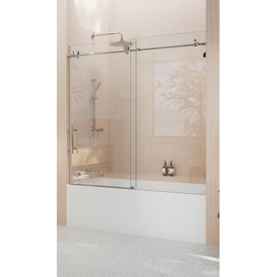 Eclipse 56 - 60 in. x 60 in. Fully Frameless Sliding Bathtub Door