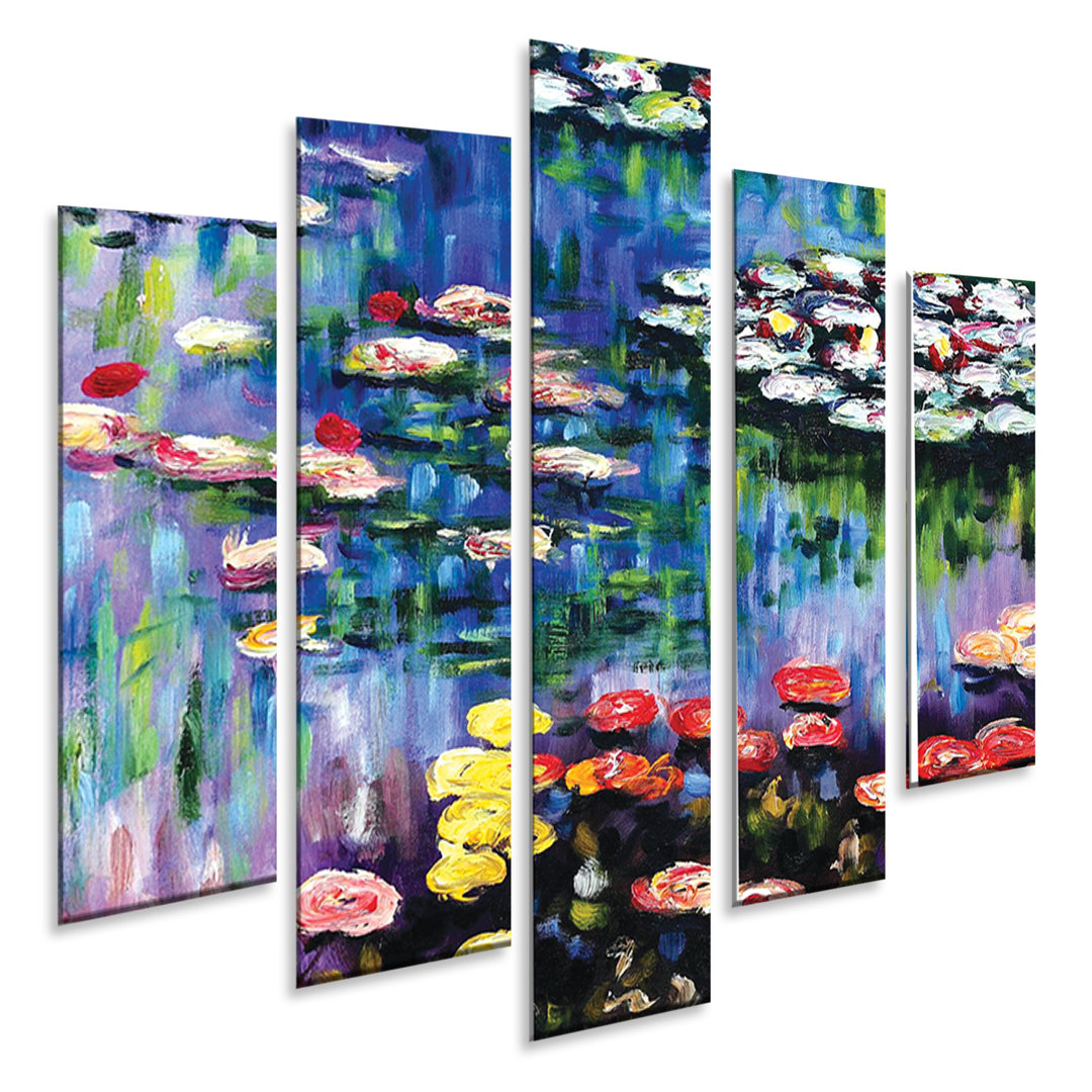 5-tlg. Kunstdruck-Set Water lilies of Giverny Pond von Claude Monet