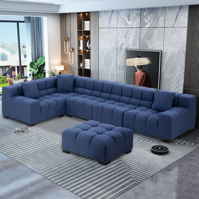 Wide Right Hand Facing Modular Corner Sectional with Ottoman