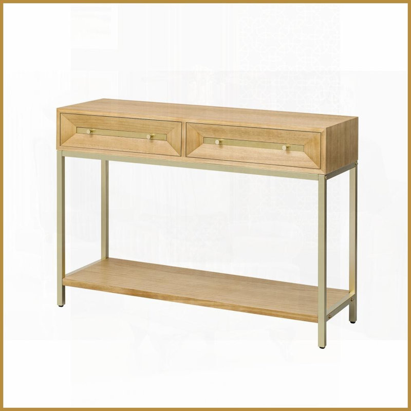 Table basse géométrique rétro avec 2 tiroirs pour le hall d'entrée du salon, solution de rangement élégante