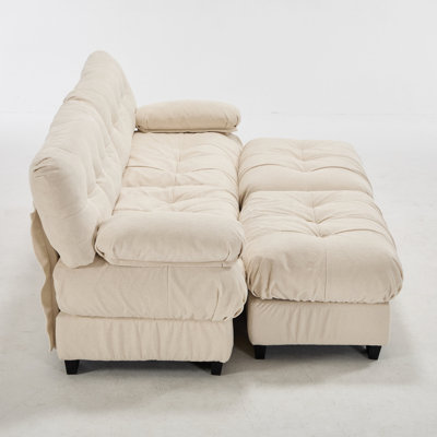 U Shaped Sectional Couches For Living Room,Modular Sectional Sofa Cloud Couch With Ottoman, Deep Seat Loveseat Comfy Advanced Flannelette Oversized Sofa, Modern Couch With Round Armrests 4 Pillows