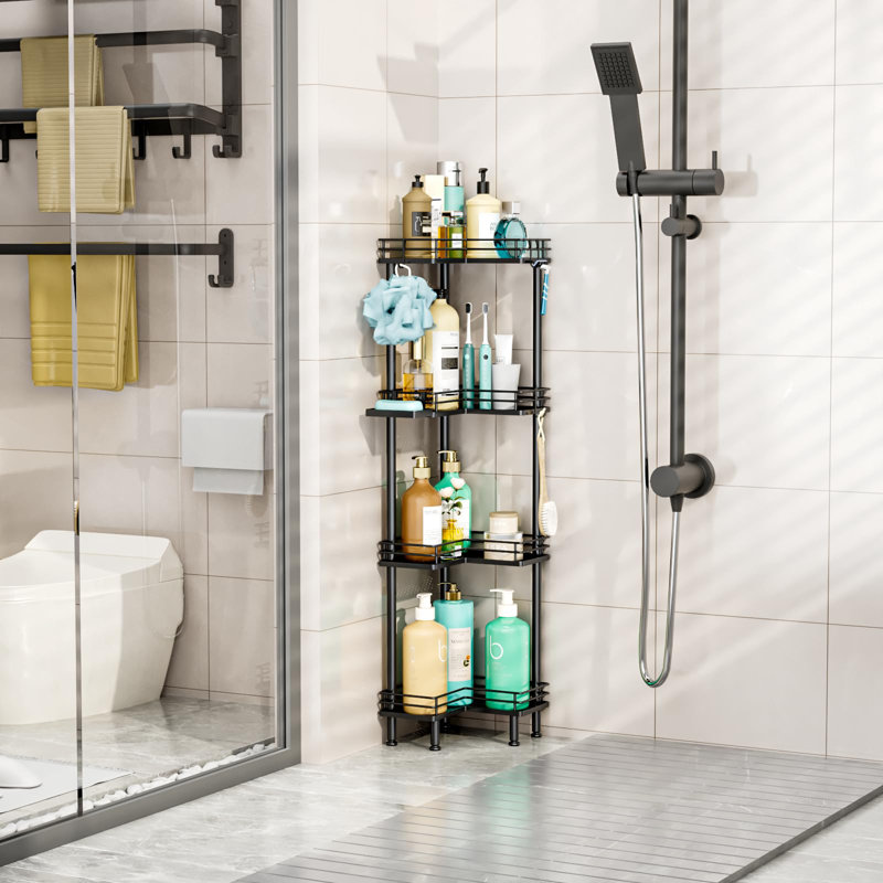 Corner Shower Caddy 4-Tier Organizer With Hooks - Rustproof Stainless Steel For Bathroom