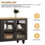 Meuble télé contemporain avec finition noire, pour téléviseurs de 70 po, noyer foncé, armoire ajustable compatible avec 2 tablettes et beaucoup d'espace de rangement