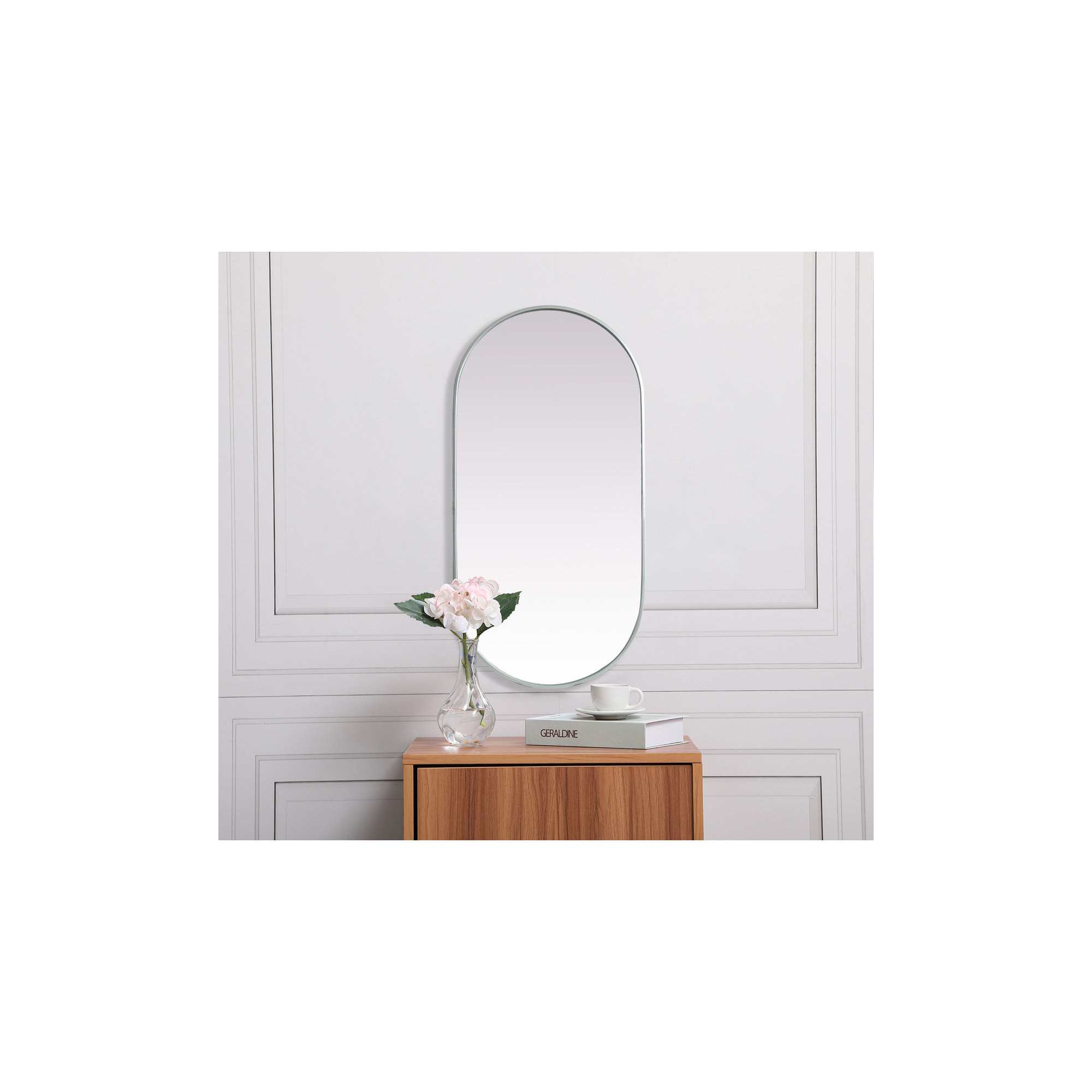 Elington Metal Oval Mirror, 48"  x 24" , Silver