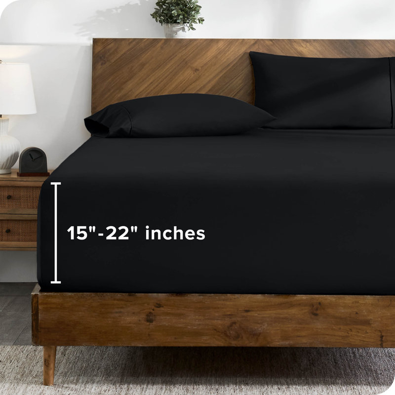 Extra Deep Microfiber Fitted Sheet, Black, Queen Fitted Sheet