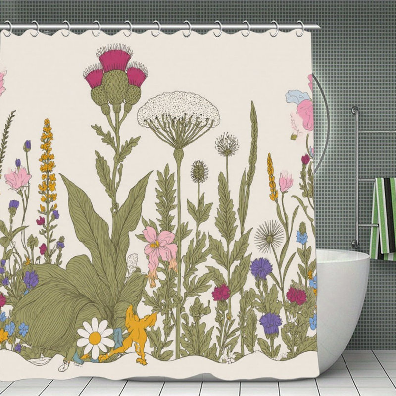 Rideaux de douche à motif floral Meadow, 71 x 71