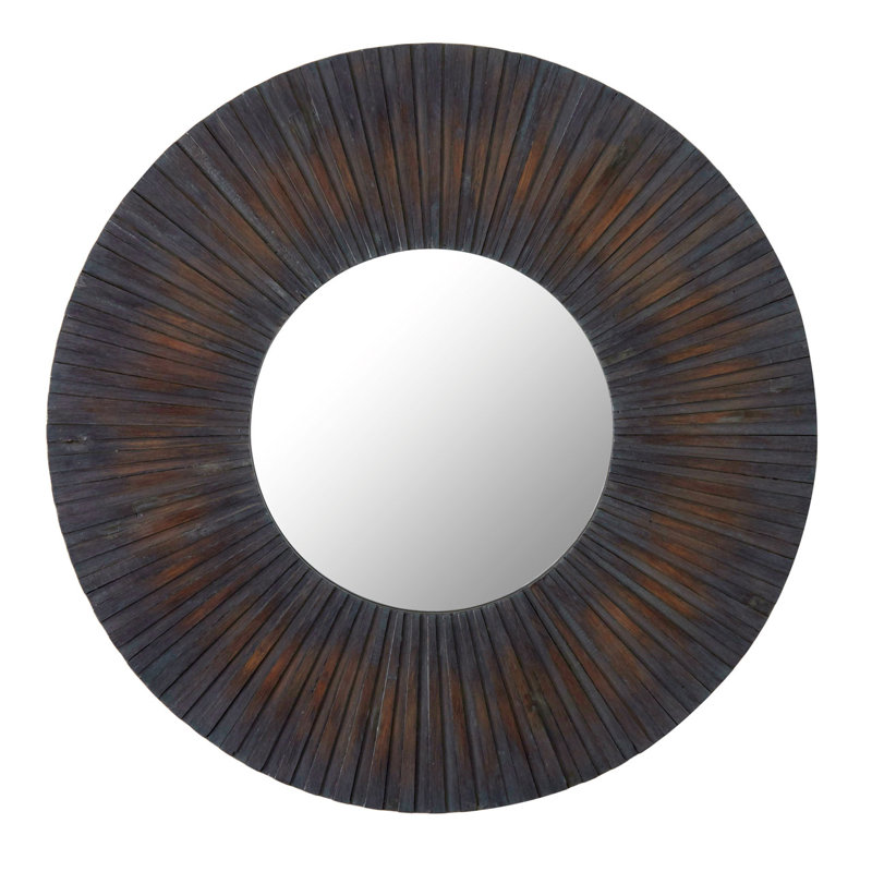 Pazar Solid Wood Flat Wall Mirror, Antique Wood