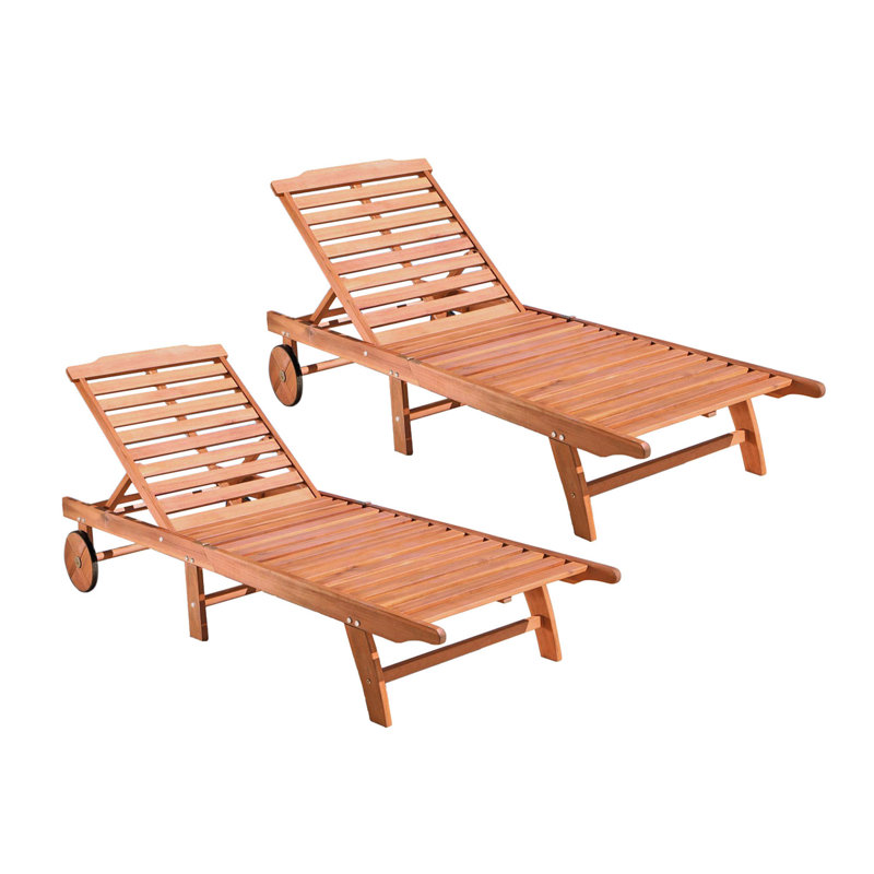Chaise longue simple inclinable en eucalyptus 78 "Angelito