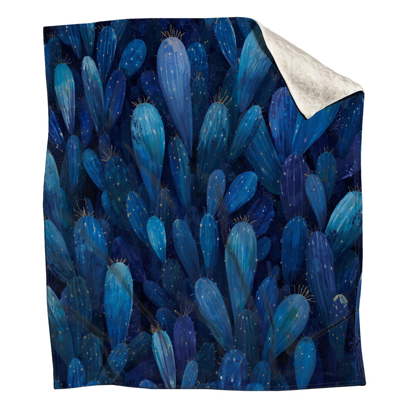 Blue Succulent Cacti Blankets, 50in W x 60in H