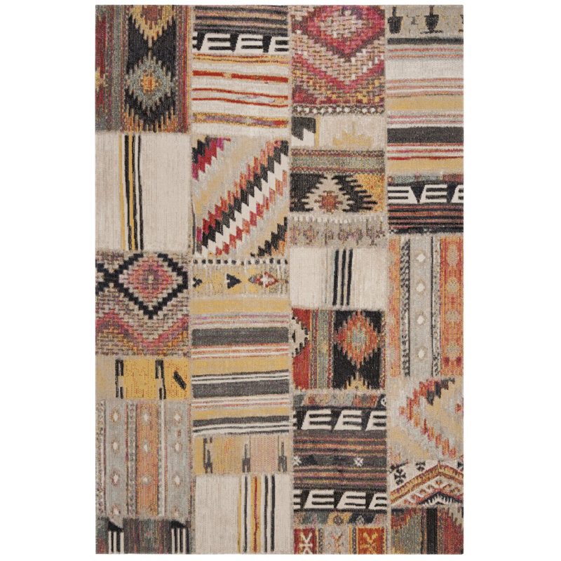 Oriana Hooked Indoor/Outdoor Taupe/Grey Rug, Rectangle 155 x 229 cm
