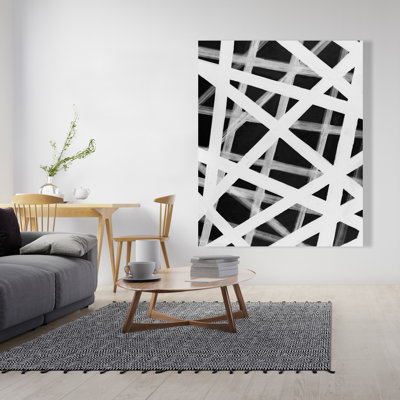 Toile à formes géométriques à rayures noires | Décoration intérieure moderne