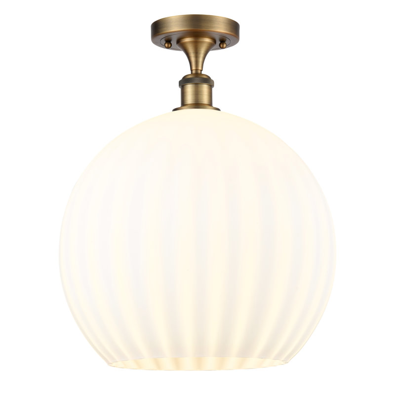 Plafonnier semi-encastré 1 lumière Ballston - Adriao, H 17,88 po x l 13,75 po x P 13,75 po, Laiton brossé