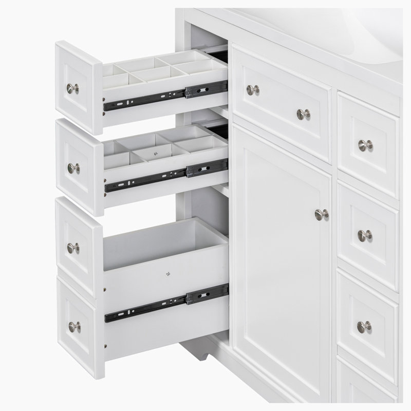 Meuble-lavabo sur pied simple 36 po avec plateau en céramique Hiranur