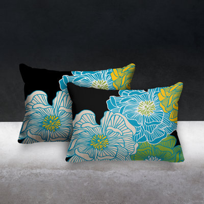 Polyester/Polyester Blend Lumbar Rectangular Indoor/Outdoor Pillow Cover & Insert