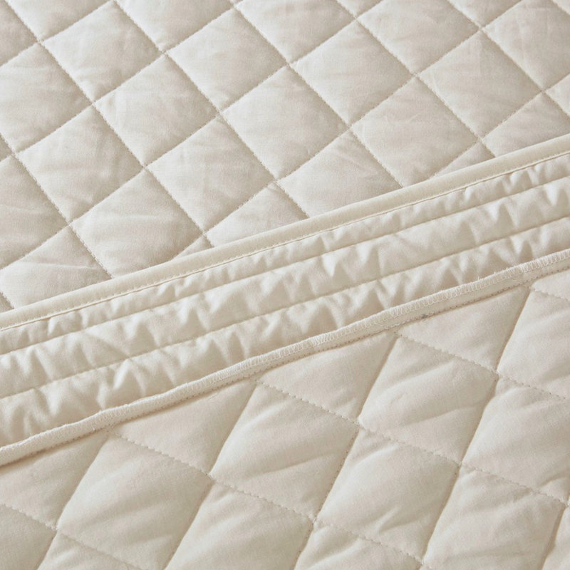 Khaki Cotton Reversible Bedspread For King, With Pieced Edge & Easy Maintenance 24-inch Drop Decorative Pillow