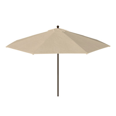 11 Foot Bronze Commercial Patio Umbrella With Fiberglass Ribs Pulley Lift In Antique Beige Olefin