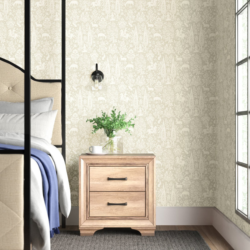 Rouleau de papier peint L 33 pi x l 20,5 po Zimmer Woodland, Crème